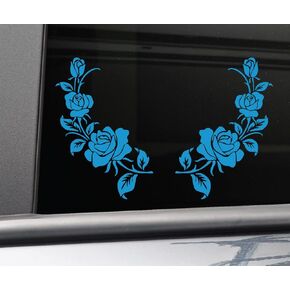 Blue Rose Roses Pair (Left and Right) Vinyl Decal Car Truck Bumper Window Stickers
