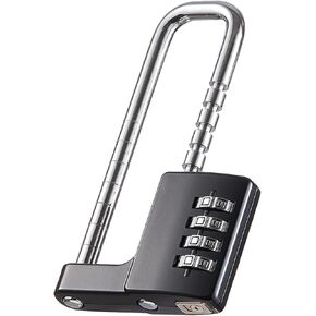 Heavy Duty Combination Padlock, Large Outdoor Weatherproof Padlock, Design of Hidden Password & High Security, Resettable Combination Lock for Gate, Fence, Gym Locker, Sports Locker (Long Black)