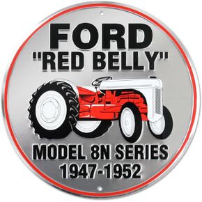 Ford Red Belly Model 8N Red Tractor Retro Vintage Round Sign