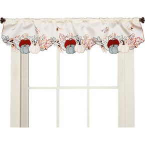 Grelucgo Embroidered Fall Autumn Thanksgiving Holiday Rod Pocket Kitchen Window Curtain Valance (Leaves)