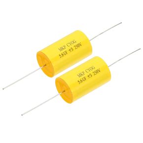 PATIKIL 5.6uF 250 V Frequency Divider Capacitor, 1 Pcs Axial Audio Speaker Crossover Step-Less Film Capacitor MKP Capacitor for Audio Equipment Appliances, Yellow