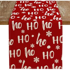 ARKENY Christmas Red Table Runner 13x72 Inches, Ho Winter Holiday Indoor Outdoor Table Decoration for Home