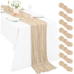16 Pack Cheesecloth Table Runner, 10Ft Boho Gauze Table Runner 21×120 Inch Rustic Romantic Long Table Runner for Wedding Party Bridal Shower Thanksgiving Christmas Decoration (Burgundy)