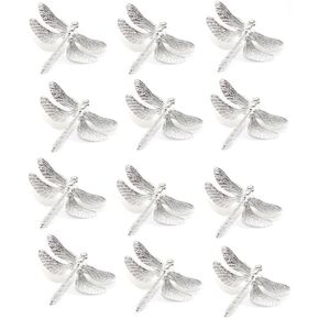 12pcs Napkin Buckle Napkin Ring Metal Napkin Ring,Metal Dragonfly Napkin Rings,Table Decoration Metal Napkin Rings, Double Butterfly Napkin Ring, Table Décor Accessories,