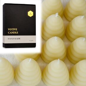 مجموعة مكونة من 12 شمعة نذرية من شمع النحل - شمعة مبتكرة على شكل خلية نحل، هدية مثالية للأم والزوجة أو كهدية للضيوف لحفلة استقبال المولود الجديد - أصفر in Kuwait