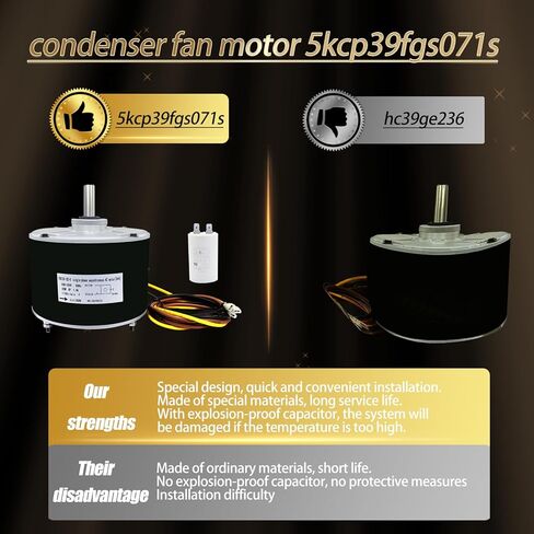 ترقية 5KCP39FGS071S HVAC محرك مروحة المكثف استبدال HC39GE236A HC39GE236 مروحة المحرك 1/4 HP 208-230V 1100 دورة في الدقيقة متوافق مع GE Genteq Carrier Bryant Payne Condenser Fan Motor ضمان لمدة عامين in Kuwait
