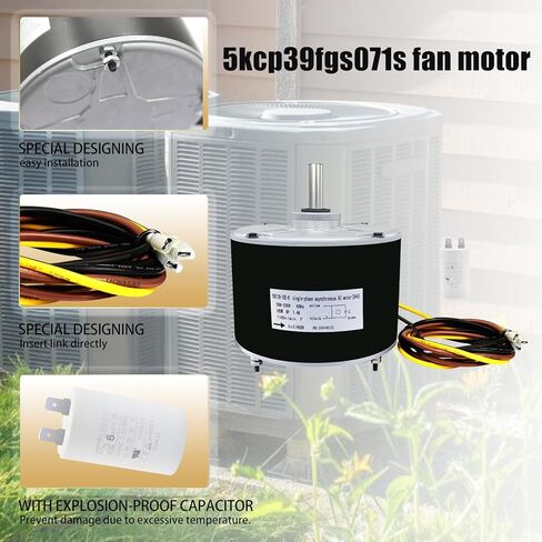 ترقية 5KCP39FGS071S HVAC محرك مروحة المكثف استبدال HC39GE236A HC39GE236 مروحة المحرك 1/4 HP 208-230V 1100 دورة في الدقيقة متوافق مع GE Genteq Carrier Bryant Payne Condenser Fan Motor ضمان لمدة عامين in Kuwait