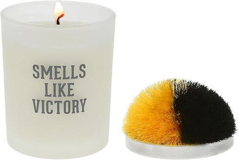 Pavilion - Smells Like Victory - 5.5 oz Glass Frosted White Glass Single Wick 100% Soy Floral Tranquility Scented Wax - White Pom Pom Lid - Sports Lover Fan Enthusiast in Saudi Arabia