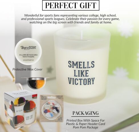 Pavilion - Smells Like Victory - 5.5 oz Glass Frosted White Glass Single Wick 100% Soy Floral Tranquility Scented Wax - White Pom Pom Lid - Sports Lover Fan Enthusiast in Saudi Arabia