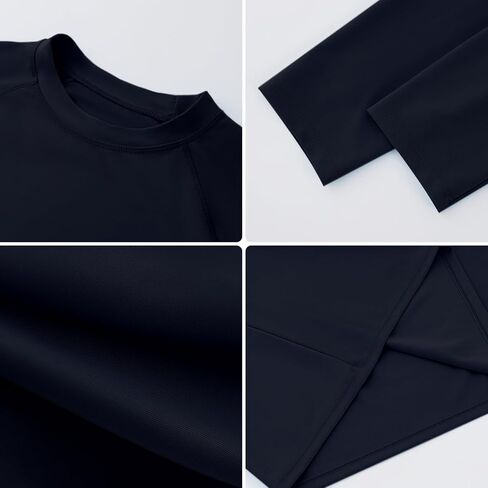 ESTAMICO 2 Pack Men Rash Guard Quick Dry Long Sleeve Swim Shirts UPF 50+ UV Sun Protection Swim Tee in Kuwait