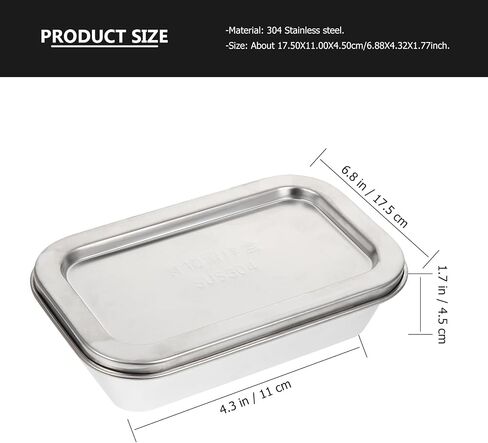 1pc Box stainless steel storage box butter dish with lid for countertop fridge crisper refrigerator butter dish butter metal dish cheese vegetable appetizer 304 stainless steel in Saudi Arabia