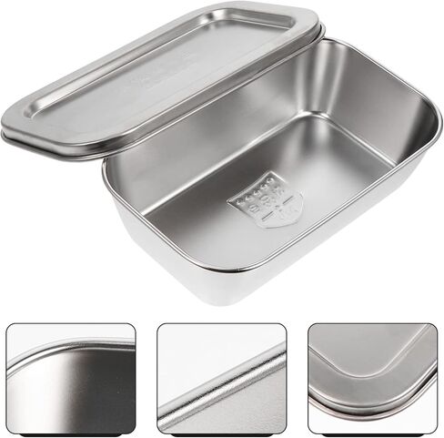 1pc Box stainless steel storage box butter dish with lid for countertop fridge crisper refrigerator butter dish butter metal dish cheese vegetable appetizer 304 stainless steel in Saudi Arabia