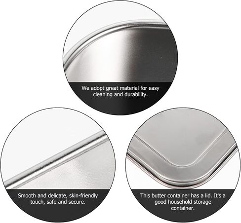1pc Box stainless steel storage box butter dish with lid for countertop fridge crisper refrigerator butter dish butter metal dish cheese vegetable appetizer 304 stainless steel in Saudi Arabia