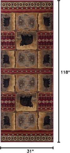 سجادة صغيرة مبعثرة مقاس 2 × 3 من Sierra Bear Red للمدخل الداخلي والخارجي - المدخل أو الممشى أو البهو - نزل، سجاد على شكل دب على طراز المزرعة الجديدة in Saudi Arabia
