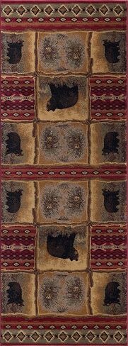 سجادة صغيرة مبعثرة مقاس 2 × 3 من Sierra Bear Red للمدخل الداخلي والخارجي - المدخل أو الممشى أو البهو - نزل، سجاد على شكل دب على طراز المزرعة الجديدة in Saudi Arabia