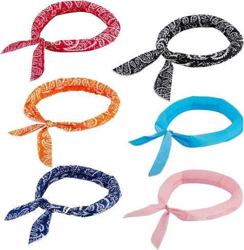 6 Pcs Cooling Neck Wraps, Cooling Headbands for Hot Weather, Cashew Flower Cooling Bandana for Neck, Reusable Cooling Bandana for Women Men Summer Camping Running Outdoor Sports Riding(Multicolor) in Saudi Arabia