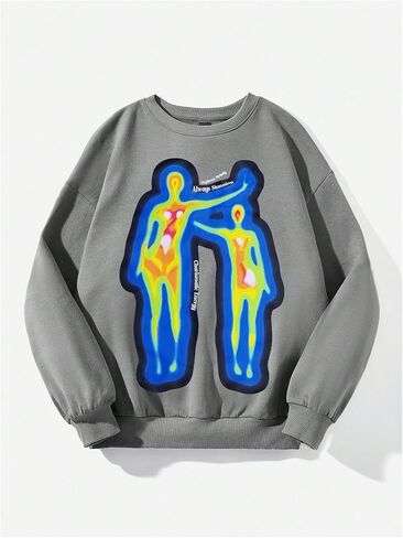 Women's Long Sleeve Graphic Print Sweatshirts Drop Shoulder Crew Neck Pullover Tops Loose Fall Outfits in Saudi Arabia