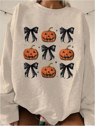 Women's Long Sleeve Graphic Print Sweatshirts Drop Shoulder Crew Neck Pullover Tops Loose Fall Outfits in Saudi Arabia