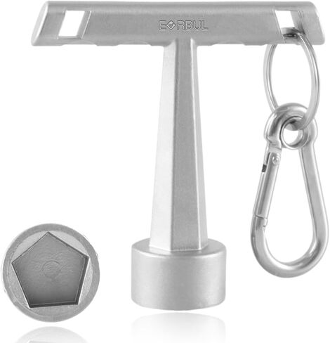 Upgraded Stainless 13/16" Penta Curb Box Key Wrench with Anti-Loss Keychain for Pentagon Curb Stop Boxes 5 Point Water Meter Key for Meter Pit Lids Water Valve Shut Off Tool in Saudi Arabia