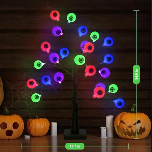 4th of July Decorations Star Tree, 2 Pack 24 Inch Lighted Artificial Birch Tree for Tabletop, 24 LED Red White Blue Star Lights for July 4th Indoor Independence Decor in Saudi Arabia