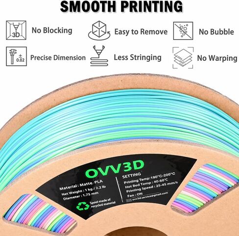 OVV3D PLA Filament 1.75 مم، خيوط طابعة ثلاثية الأبعاد حرير PLA مزدوجة اللون PLA خيوط، أسود أحمر PLA خيوط، تغيير اللون كل بوصة خيوط طابعة ثلاثية الأبعاد +/-0.02 مم، 1 كجم/2.2 رطل in Saudi Arabia