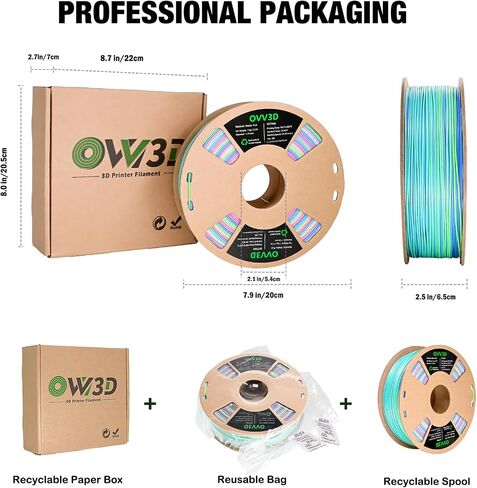 OVV3D PLA Filament 1.75 مم، خيوط طابعة ثلاثية الأبعاد حرير PLA مزدوجة اللون PLA خيوط، أسود أحمر PLA خيوط، تغيير اللون كل بوصة خيوط طابعة ثلاثية الأبعاد +/-0.02 مم، 1 كجم/2.2 رطل in Saudi Arabia