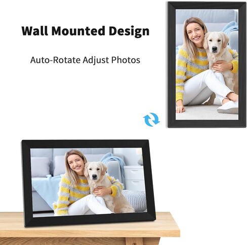 إطار صورة رقمي 10.1 بوصة، إطار صور رقمي واي فاي، عرض شرائح إلكتروني، سعة تخزين مدمجة 16 جيجابايت، مثبت على الحائط، تدوير تلقائي، سهل تحميل الصور والفيديو على الفور عبر تطبيق Uhale in Saudi Arabia