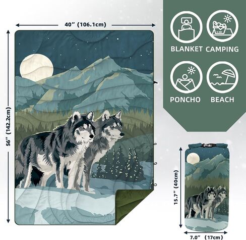 Outdoor Camping Blanket - Puffy Ultralight Packable Blankets for Sleeping, Camp, Travel, Hiking, Stadium, Sherpa Fleece Warm Puffer Portable Camping Quilt, DWR,Machine Washable，56"x 78" in Saudi Arabia