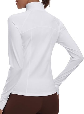 Womens Athletic Lightweight Jacket Full Zip Running Track Jackets Workout Sportwear with Thumb Holes in Saudi Arabia