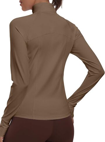 Womens Athletic Lightweight Jacket Full Zip Running Track Jackets Workout Sportwear with Thumb Holes in Saudi Arabia