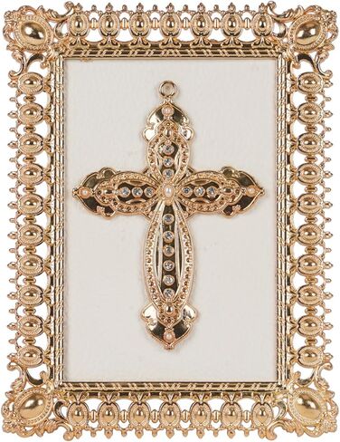 ديكور طاولة متقاطعة من NIKKY HOME، صليب مسيحي ذهبي مع حامل، صليب قائم على الطاولة مرصع بالألماس، هدايا صليب دينية روحية in Kuwait