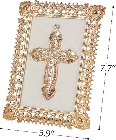 ديكور طاولة متقاطعة من NIKKY HOME، صليب مسيحي ذهبي مع حامل، صليب قائم على الطاولة مرصع بالألماس، هدايا صليب دينية روحية in Kuwait