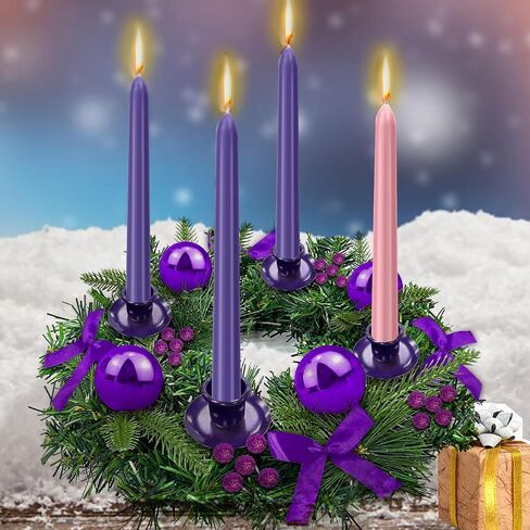 مجموعة مكونة من 4 شموع مستدقة Advent، شموع مجيء عيد الميلاد غير المعطرة مغموسة يدويًا مقاس 25.4 سم - مثالية للعطلات والاحتفالات الموسمية وخدمات الكنيسة والحفلات. in Saudi Arabia