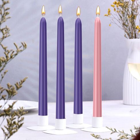 مجموعة مكونة من 4 شموع مستدقة Advent، شموع مجيء عيد الميلاد غير المعطرة مغموسة يدويًا مقاس 25.4 سم - مثالية للعطلات والاحتفالات الموسمية وخدمات الكنيسة والحفلات. in Saudi Arabia