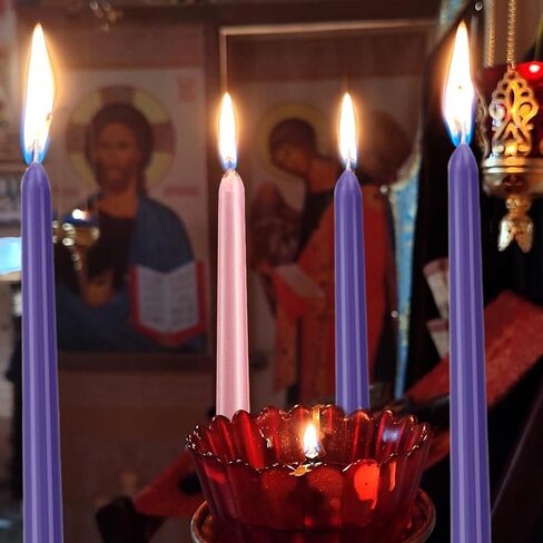 مجموعة مكونة من 4 شموع مستدقة Advent، شموع مجيء عيد الميلاد غير المعطرة مغموسة يدويًا مقاس 25.4 سم - مثالية للعطلات والاحتفالات الموسمية وخدمات الكنيسة والحفلات. in Saudi Arabia