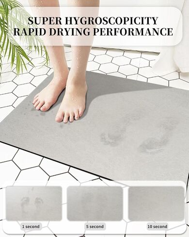 Quick Dry Bath Mat 24"x16" - Absorbent, Soft, Anti-Slip, Easy Clean, Modern Design with Non-Slip Rubber Back - Perfect for Home Safety and Style, Dark Grey in Saudi Arabia