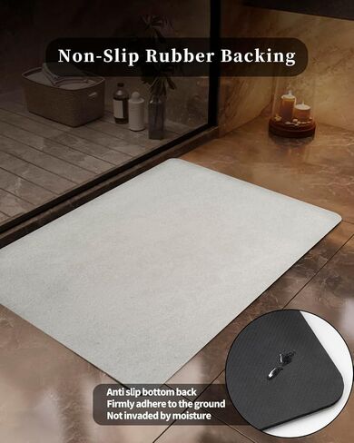 Quick Dry Bath Mat 24"x16" - Absorbent, Soft, Anti-Slip, Easy Clean, Modern Design with Non-Slip Rubber Back - Perfect for Home Safety and Style, Dark Grey in Saudi Arabia