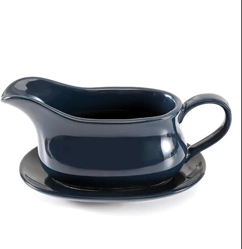 Large Gravy Boat, 15 OZ Ceramic Sauce Boat with Tray &Ergonomic Handle, Fine Porcelain Gravy Bowl With Big Dripless Lip Spout For Gravy, Warming Sauces, Salad Dressings, MilK (White) in Saudi Arabia