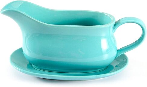 Large Gravy Boat, 15 OZ Ceramic Sauce Boat with Tray &Ergonomic Handle, Fine Porcelain Gravy Bowl With Big Dripless Lip Spout For Gravy, Warming Sauces, Salad Dressings, MilK (White) in Saudi Arabia