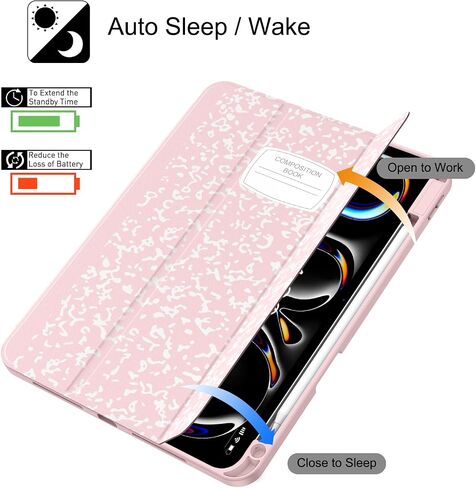 Soke for New iPad Pro 11 Inch Case (M4) 5th Generation 2024 with Pencil Holder - [Shockproof + Apple Pencil Charging + Auto Wake/Sleep], Soft TPU Back Cover for iPad Pro 11", Book Black in Saudi Arabia