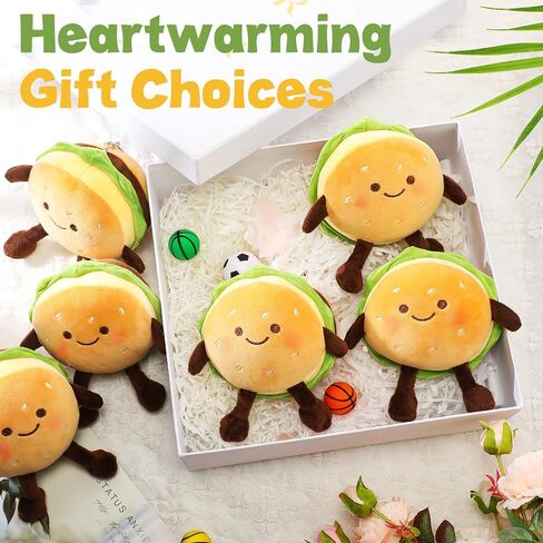 Barydat 6 قطع همبرغر أفخم لعبة 6 بوصة الكرتون مضحك تشيز برجر محشوة اللعب الإبداعية الغذاء أفخم لطيف همبرغر وسادة مع سلسلة المفاتيح لأريكة غرفة نوم مكتب الديكور عطلة هدية عيد ميلاد in Saudi Arabia