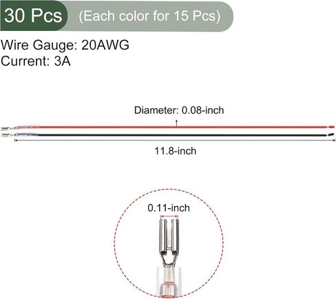 YOKIVE 30 Pcs Female Spade Crimp Terminal, Home Wire Connector with Insulating Sleeve Connect Cable Great for Office, Kitchen (Black&Red, 0.11-Inch) in Saudi Arabia