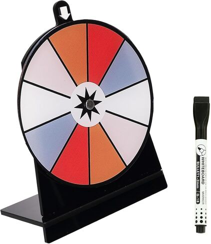 Spinning Prize Wheel, 6 inch Wheel-Spinning Wheel for Prizes with Stand, 10,12 Slots Color Small Tabletop Roulette Spinner with Mark Pen, Easy Assembly and Erasable, Portable, Arylic, New Version in Saudi Arabia