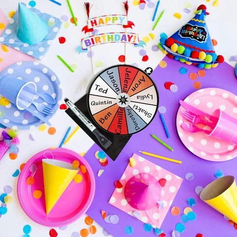 Spinning Prize Wheel, 6 inch Wheel-Spinning Wheel for Prizes with Stand, 10,12 Slots Color Small Tabletop Roulette Spinner with Mark Pen, Easy Assembly and Erasable, Portable, Arylic, New Version in Saudi Arabia