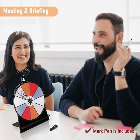 Spinning Prize Wheel, 6 inch Wheel-Spinning Wheel for Prizes with Stand, 10,12 Slots Color Small Tabletop Roulette Spinner with Mark Pen, Easy Assembly and Erasable, Portable, Arylic, New Version in Saudi Arabia