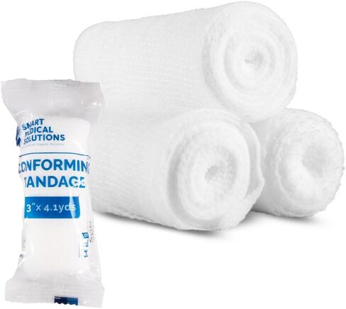 Conforming Roll Gauze, 4.1 Yards - 12 Pack, Individually Wrapped for Medical Use, Soft and Flexible Bandages, Latex-Free, Easy to Apply for First Aid and Injury Wraps (1 inch) in Saudi Arabia