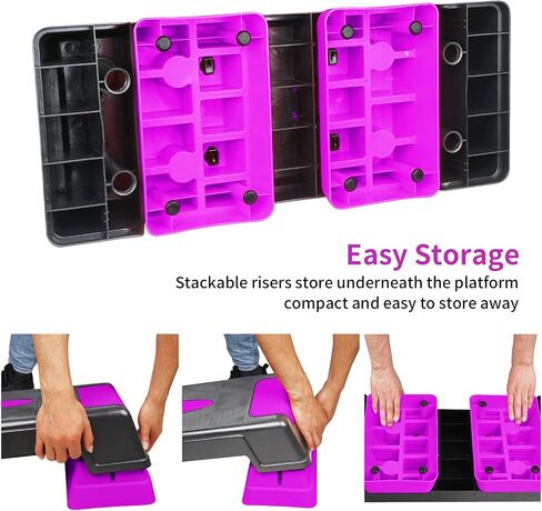 Exercise Workout Aerobic Step Platform Trainer, 30" Aerobic Stepper with 5"-7"-9" Adjustable Height Risers in Saudi Arabia