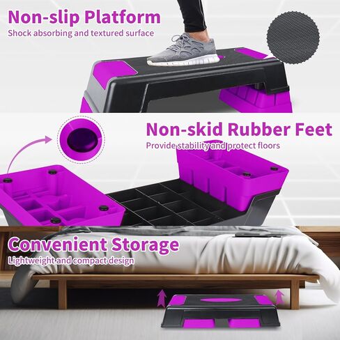 Exercise Workout Aerobic Step Platform Trainer, 30" Aerobic Stepper with 5"-7"-9" Adjustable Height Risers in Saudi Arabia