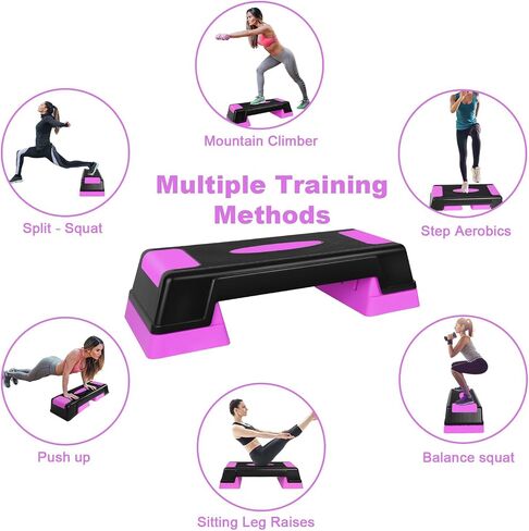 Exercise Workout Aerobic Step Platform Trainer, 30" Aerobic Stepper with 5"-7"-9" Adjustable Height Risers in Saudi Arabia
