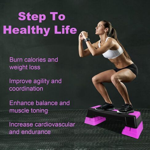 Exercise Workout Aerobic Step Platform Trainer, 30" Aerobic Stepper with 5"-7"-9" Adjustable Height Risers in Saudi Arabia